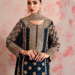 Recién llegado, último diseñador, hilo de Georgette de imitación estacional con Secuencia de bordado, pantalón superior de trabajo con borde de encaje Dupatta - Product Image 3