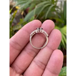 925 <b>Silver</b> Natural <b>Garnet</b> Heart <b>Ring</b> Trendy Engagement Inlay with Rose Gold Gold Rhodium 18K Plating Multiple Options - Product Image 5