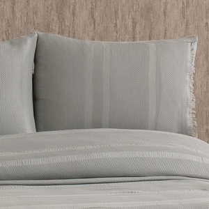 Guzide Amara <b>Grey</b> 4-Piece Customized Classic Luxury Home <b>Bedspread</b> Set 100% Chenille Organic Woven Striped Washable Anti - Product Image 3