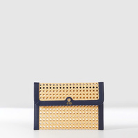 Dernière pochette design colorée en rotin bordé de cuir, fabriquée au Vietnam