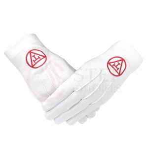Gants en coton blanc brodés à la machine de qualité supérieure Royal Arch, gants de cérémonie haut de gamme - Product Image 1