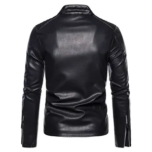 Vêtements de mode de marque veste en cuir hommes veste en cuir véritable avec fermeture éclair Top vente hiver mode veste en cuir pour garçons - Product Image 5