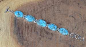 Blue Copper Turquoise <b>Sterling</b> <b>Silver</b> <b>Bracelet</b> Handmade Adjustable Natural Gemstone <b>Silver</b> Jewelry Gift For Her - Product Image 5