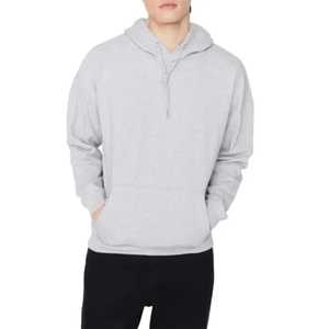 100% Cotton <b>Fleece</b> Custom OEM Long Sleeve Oversized Pullover Hooded Sweatshirt Embroidered Pocket Breathable Solid Loose Fit <b>Men</b> - Product Image 1