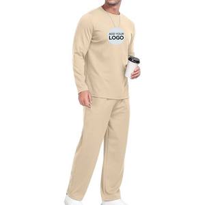 Survêtement décontracté en viscose de bambou pour homme, survêtement à manches longues, 2 pièces, col rond, tenue de course, jogging, sport - Product Image 3