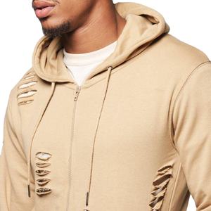 Survêtement zippé 100% coton de haute qualité du fabricant avec col à capuche pour hommes, motif solide, ensemble personnalisable à bas prix - Product Image 2