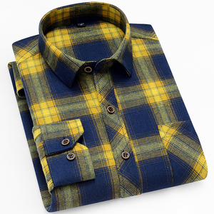 Camisa de Franela de Algodón 100% Tejida, Manga Larga, Casual, Lisa, para Hombre, Primavera-Otoño, Venta al Por Mayor, Personalizable - Product Image 2