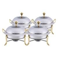 Chauffe-plat moderne en acier inoxydable plaqué or, idéal pour les mariages arabes et les buffets, chauffe-plats personnalisés avec couvercle martelé