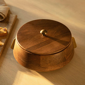 Cazuelas de madera de diseño moderno con tapa redonda, utensilios de cocina para uso doméstico y comercial, suministros para restaurantes y hoteles - Product Image 6