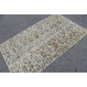 Tapis traditionnel en laine vert beige 3.7 X 6ft classique turc fait à la main Patchwork Design Latex pour adolescent chevet couloir Rectangle - Product Image 2