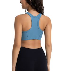 Logo High Round Neck Racerback Yoga <b>Vest</b> Backless Fitness Yoga <b>Bra</b> Ribbed Sports <b>Bra</b> for Women 2026 - Product Image 4