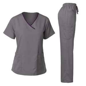 Uniformes de Enfermería de Dos Piezas, Conjuntos de Uniformes Médicos de Punto 100% Algodón Elástico para Mujer - Product Image 3