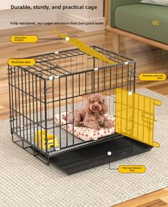 Gabbia per Cani Pieghevole in Metallo Resistente con Vassoio, Porta Singola, 18 <span class=keywords><strong>x</strong></span> 12,4 <span class=keywords><strong>x</strong></span> 15 Pollici, Nera - Product Image 6