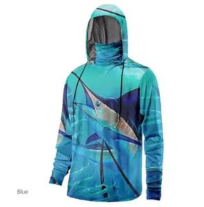 New Design <b>Mens</b> UPF 50+ Design Mask Hooded With Face Shield Custom Printing Fishing <b>Shirts</b> Fishing Hunting Wear - Product Image 6
