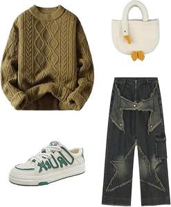 Nouveaux pulls pour hommes 100% laine respirante, pull d'hiver ample, couleur unie, col rond, manches longues, pulls tricotés sur mesure pour hommes - Product Image 3