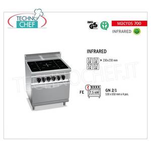 Cocina Eléctrica de 4 Zonas con Infrarrojos en Horno GN 2/1, Kw.20.3 - Product Image 3
