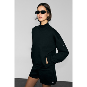 Urban Beat XENYA Women's Fleece Lined Soft <b>Turtleneck</b> Neck Print Detail Pocket Regular Sweatshirt - Product Image 4