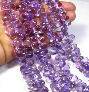 Naturel brésilien 8-9.5mm forme de larme violet améthyste briolette perles taillées à facettes 9 brins pierres précieuses à facettes pierres précieuses en vrac - Product Image 1