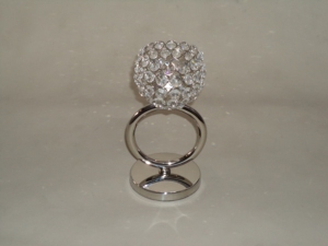 Porte-bougie en métal écologique, finition nickelée brillante, porte-bougie en métal à perles de cristal pour mariage, hôtel, restaurant - Product Image 5