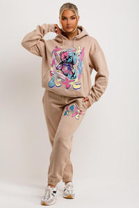 Custom Printed <b>Track</b> Suit Women Jogger Two Piece Sets 400 GSM Pullover Hoodie & Sweatpants Tracksuit Ladies - Product Image 6