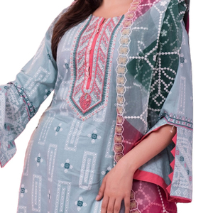 Salwar-traje de diseño de kameez, vestido de moda indio paquistaní, cuello bordado, estampado, colección de césped, Kurti - Product Image 1