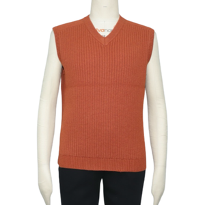 Gilet sans manches pour homme 100% coton anti-rétrécissement tricoté Pull d'hiver Col rond et en V Logo frontal Fabrication sur mesure OEM et ODM - Product Image 5