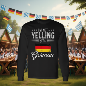 Camiseta de manga larga German Pride con bandera alemana promocional: ¡No grito, soy alemán! - Product Image 3