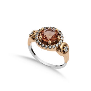 Joyería turca otomana estilo auténtico diseño redondo anillo sultanita CZ piedra plata hecho a mano al por mayor - Product Image 1