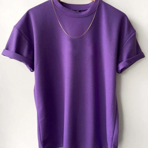 เสื้อยืดสำหรับผู้ชายสีม่วงทรงหลวมดีไซน์100% ผ้าฝ้ายว่างเปล่า - Product Image 1