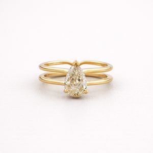 Anillo de Compromiso con Diamante Amarillo Cultivado en Laboratorio, Corte Pera, Certificado por IGI, en Oro Amarillo/Blanco y Rosa de 9K - Product Image 1