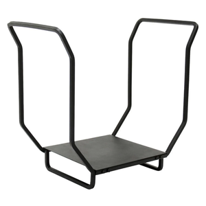 Estante de mesa de color oxidado de forma redonda Soporte de troncos de metal sólido de forma redonda Estante de leña con acabado recubierto de negro Diamante - Product Image 2