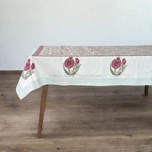 Indian Handmade Cotton Table Cloth Beautiful Hand Block Printed Cotton Table Cover for Wedding Table Cloth for Sale - Product Image 2