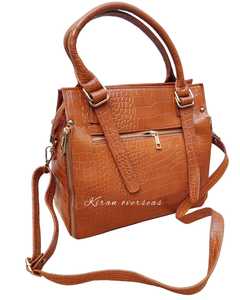 Custom Made Cowhide Natural Brown <b>Waterproof</b> Crocodile Pattern Genuine Leather Handbag for Women Suppliers - Product Image 4