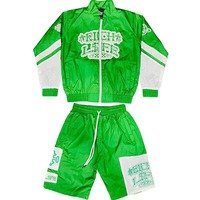 Ensembles pour hommes avec bloc de couleurs personnalisé Shorts et vestes deux pièces Survêtements en nylon à fermeture éclair complète Vêtements d'entraînement pour hommes Ensemble de shorts coupe-vent