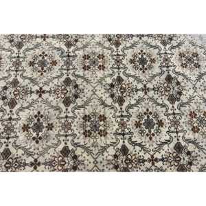 Turkish Vintage Area Rug 3.6x6.9 ft, <b>Brown</b> White Floral <b>Wool</b> Rug - Product Image 5