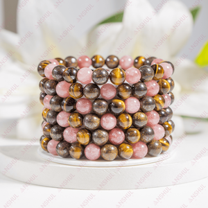 Bracelet d'intention en pierres précieuses semi-précieuses de haute qualité, cristal rond de 8 mm, pour la méditation et la guérison. - Product Image 1