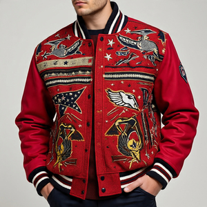 Personalizada manga de cuero Varsity chaquetas desmontables hombres invierno personalizado Chenille bordado parches Varsity chaqueta de los hombres - Product Image 3