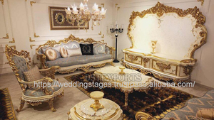 Juego de Sofás de Diseño Europeo y Clásico para Sala de Estar, Madera de Teca Tallada a Mano, Acabado Dorado, Entrega Rápida en EE. UU. - Product Image 5