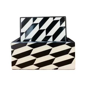 ชุดถาดรองเรซินฝังลายกระดูกทรงสี่เหลี่ยมทำมือมาใหม่สำหรับใช้ในครัวโต๊ะรับประทานอาหารถ้วยชาเสิร์ฟ - Product Image 1