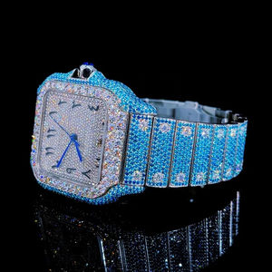 Montre de marque entièrement sertie de diamants CZ VVS, bijoux hip-hop en argent 925, idéale pour les fiançailles, les fêtes, les mariages et les cadeaux d'anniversaire - Product Image 2