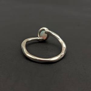 Bague en argent Sterling 925 opale naturelle bande texturée ovale coupe lunette réglage artisan fabriqué mariage/fête cadeau pour - Product Image 2