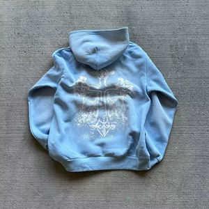 Fabricants de vêtements douaniers Sweats à capuche lavés à l'acide Streetwear surdimensionné Baggy Coton Soie Impression Sweats à capuche lavés à l'acide - Product Image 2