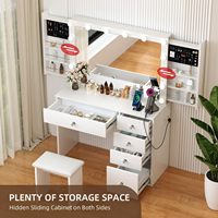 Table de Maquillage Professionnelle Export Advantage avec Miroir HD à Dix Lumières, Ports de Recharge et Support Sèche-Cheveux