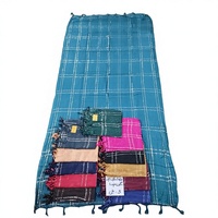 Châle en Viscose Métallisé à Carreaux avec Franges et Pompons pour Femme, Long et Chaud pour l'Hiver, Vente en Gros, OEM ODM Personnalisé