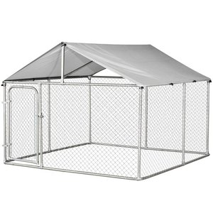 亜鉛メッキ鋼フェンス付き大型屋外犬小屋 - Product Image 1
