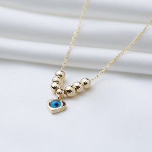 Heart Design Turkish Eye Charm Ball Chain Necklace Pendant Turkish Handmade Wholesale 925 Sterling Silver Jewelry - Product Image 4