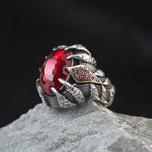 Blue Zircon Stone Motif 925 Silver Dazzle <b>Men</b> <b>Ring</b> Turkish Handmade <b>Ring</b> Turkish Wholesales Silver Jewelry - Product Image 3