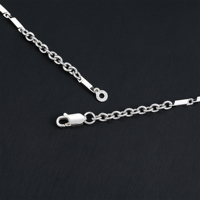Collier en argent sterling 925 avec barre carrée de 2,0 mm et chaîne croisée de 0,9 mm, 20 pouces, 13,37 g, fermoir carré, bijoux pour femmes, vente en gros