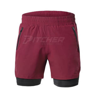 Pantalones Cortos Deportivos de Doble Capa a la Moda, Cintura Elástica, Color Sólido, Casuales, Atléticos, para Entrenamiento, Gimnasio, Ejercicio, Cómodos, para Correr, Fitness, Ropa Deportiva - Product Image 1