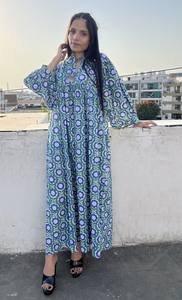 Gran oferta, Vestido largo de algodón con estampado Floral Vintage elegante de verano para mujer, nuevo estilo, manga larga, talla XS, tela de lino lavable - Product Image 3